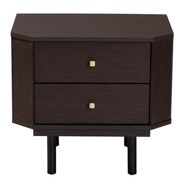 Norwood Modern Transitional Two-Tone Black And Espresso Brown Finished Wood 2-Drawer End Table, , alternate image number 2
