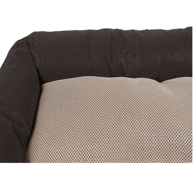 SELF COOLING EMBOSSED FAUX LEATHER DOG BED- BROWN Medium size, , on-hover image number 1