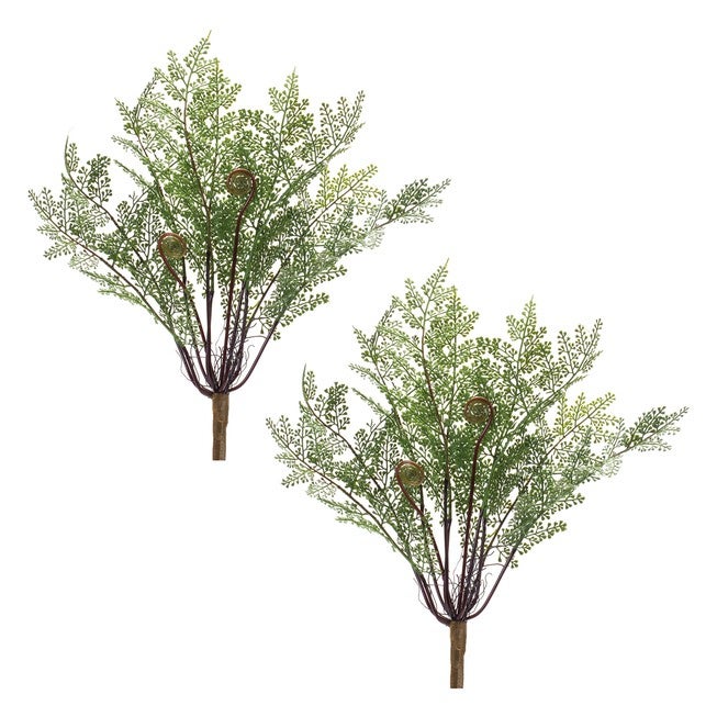Fern Bush (Set of 2) 13 inchesH Plastic, GREEN/BROWN, alternate image number 2