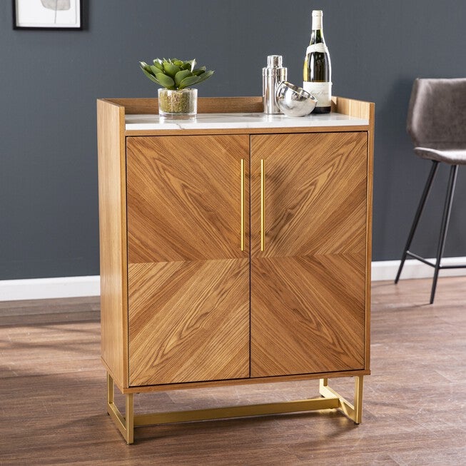 Trilken Bar Cabinet W Wine Storage, BROWN, hi-res image number 0