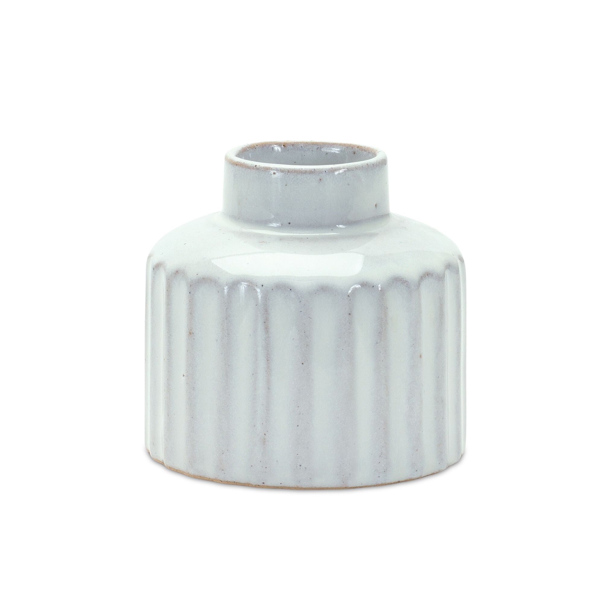 Ribbed Porcelain Vase with Washed Finish (Set of 2), WHITE, alternate image number 2