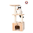 3-Tier Real Wood Cat Condo With Sisal Scratching Post 39", BEIGE, hi-res image number null