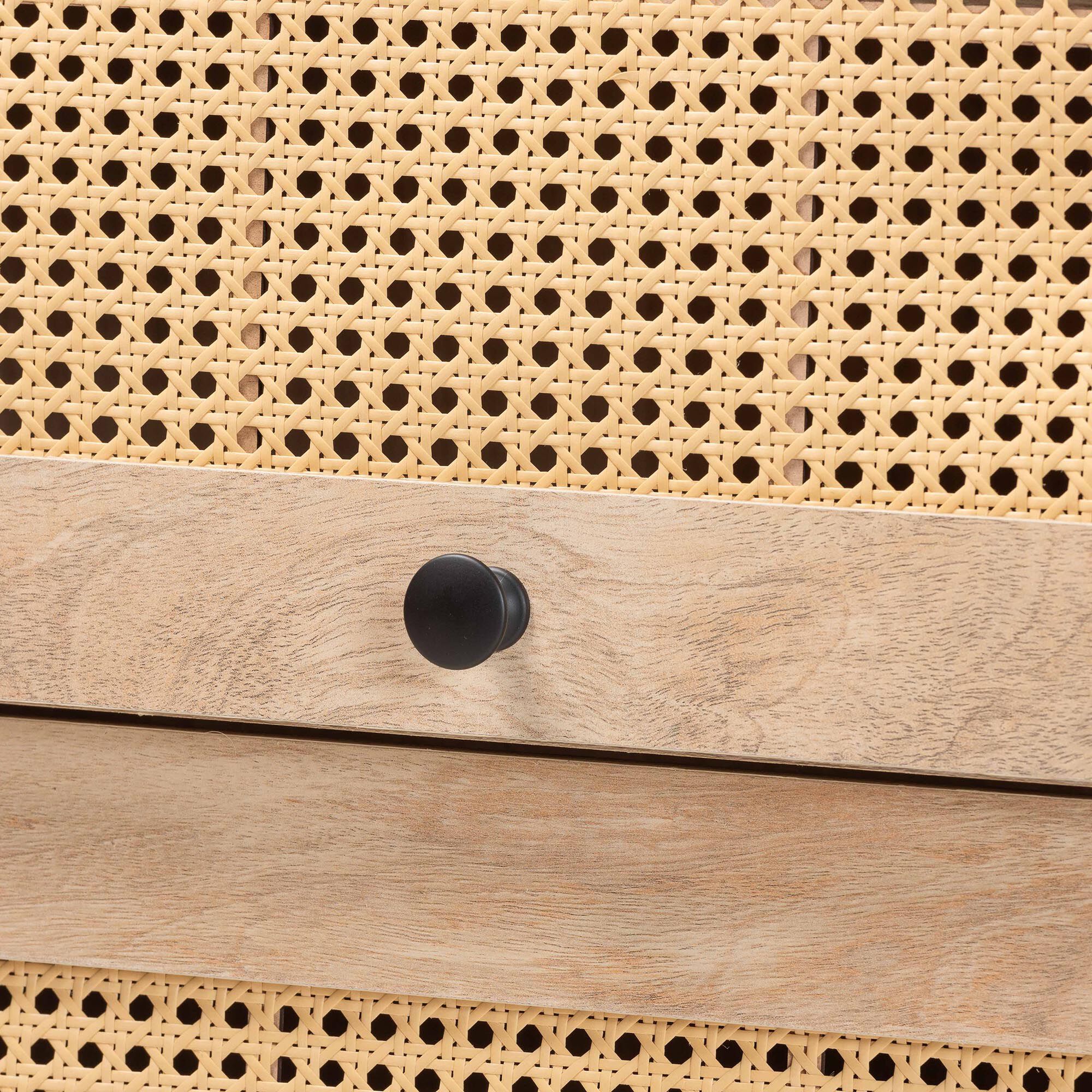 Malcolm Mid-Century Modern Oak Brown Wood Shoe Cabinet with Flipper Doors, BROWN, alternate image number 5