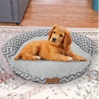 Chevron poly-cotton bolster with detachable faux fur cushion, Small Size, GREY, hi-res image number null