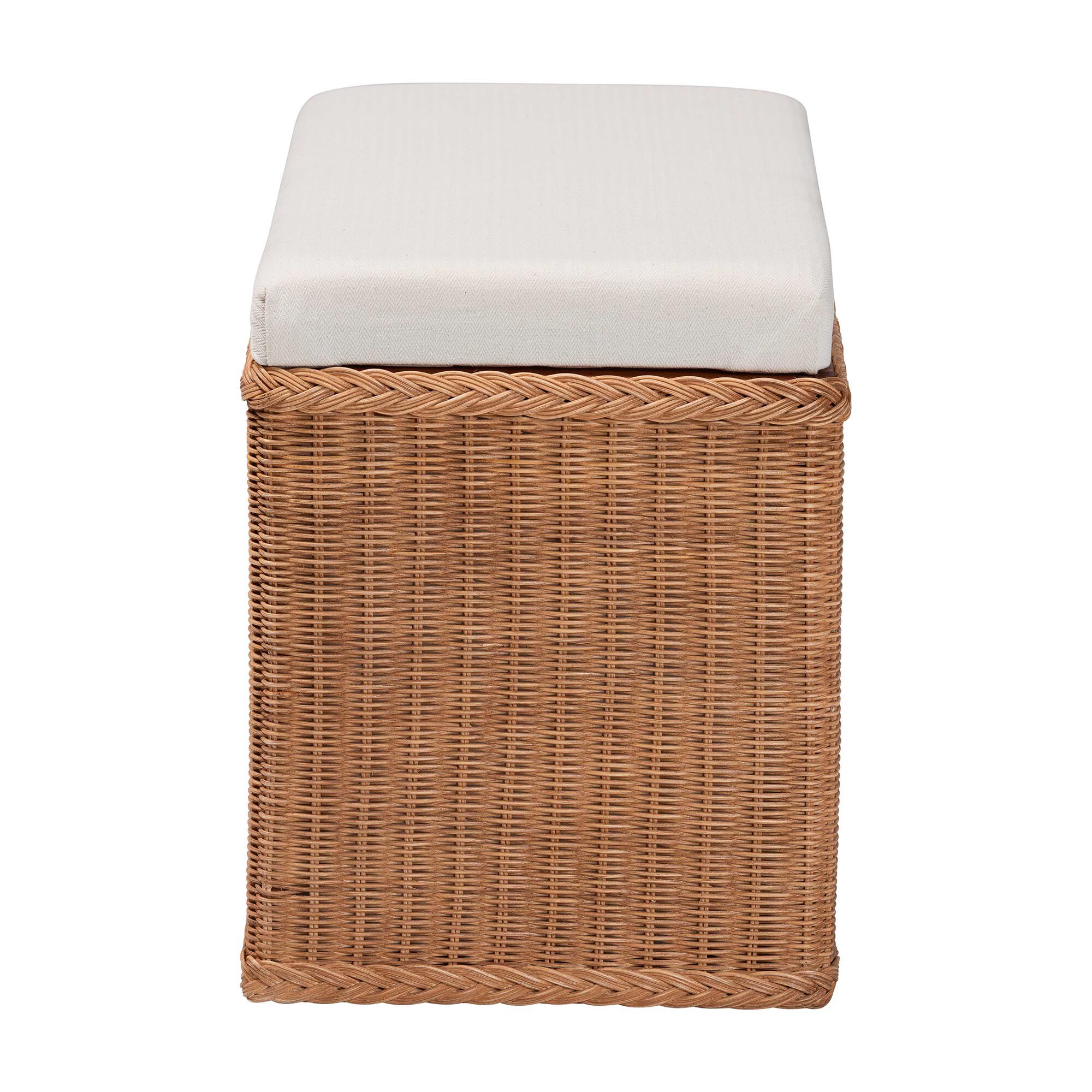 Eamon Braided Natural Rattan Storage Bench, BROWN, alternate image number 4