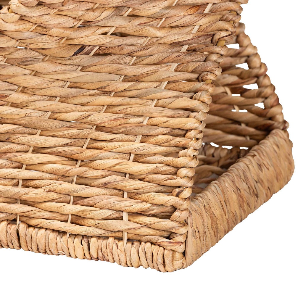 Close-up of woven texture and weaving pattern at base