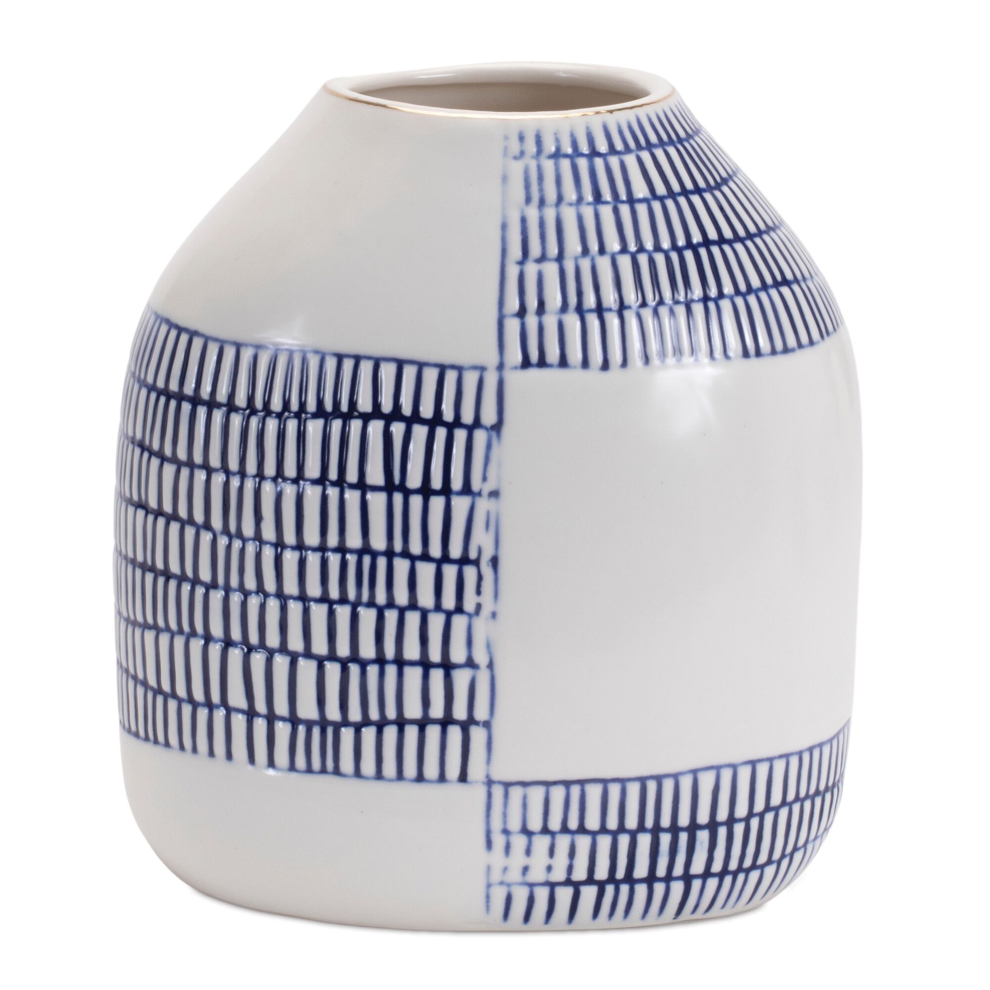 Etched Ceramic Bud Vase (Set of 2), WHITE/BLUE, alternate image number 1