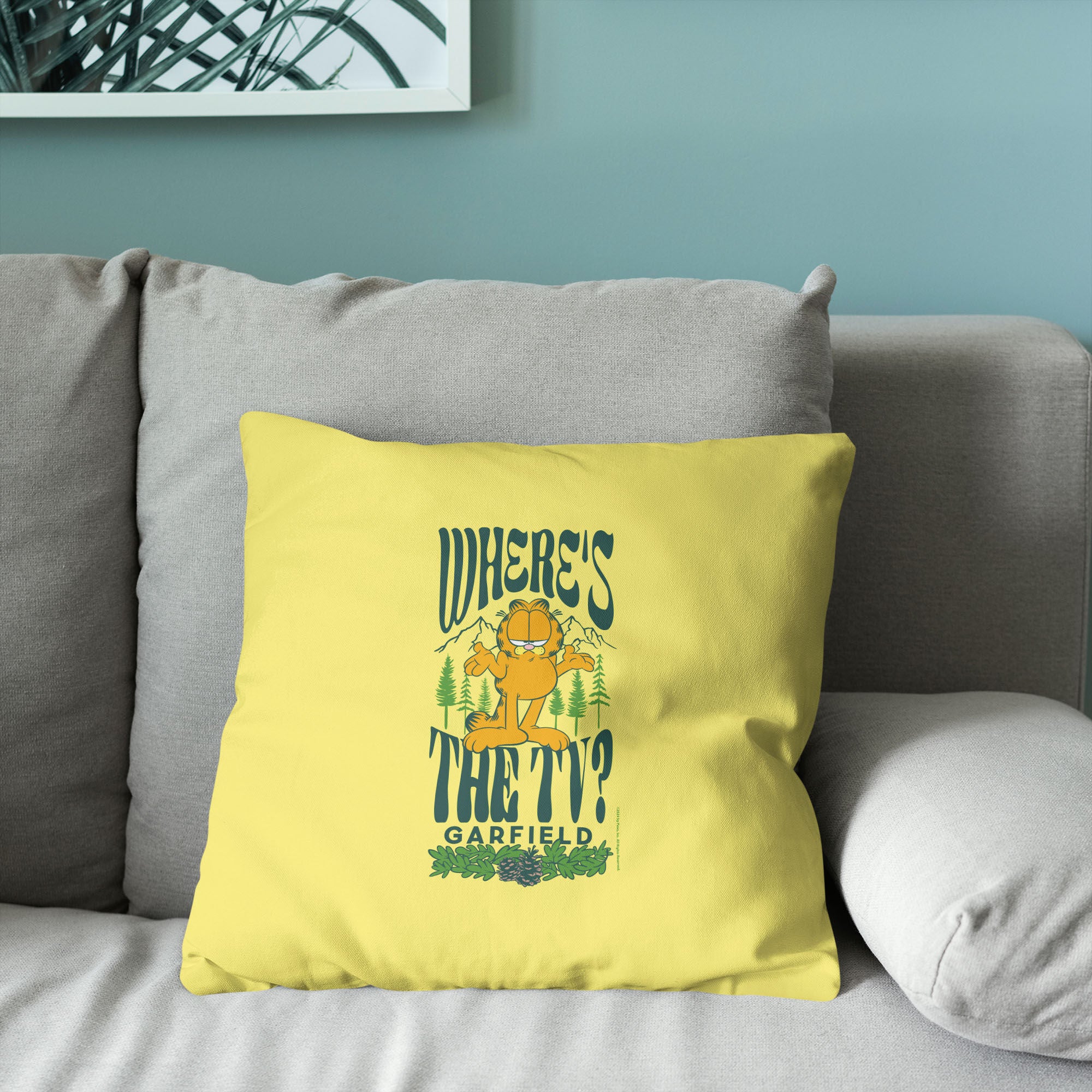 Nickelodeon Garfield Where's the TV Throw Pillow 18X18 Inches, YELLOW, alternate image number 3