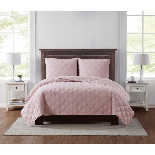 Everyday 3D Puff Quilted 3 Piece Quilt Set, BLUSH, hi-res image number null