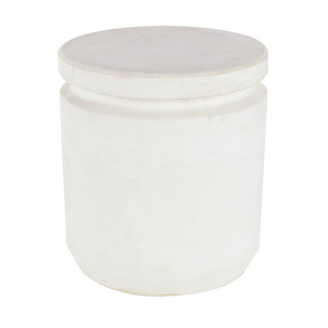 White Fiber Clay Industrial Stool, WHITE, hi-res image number 0