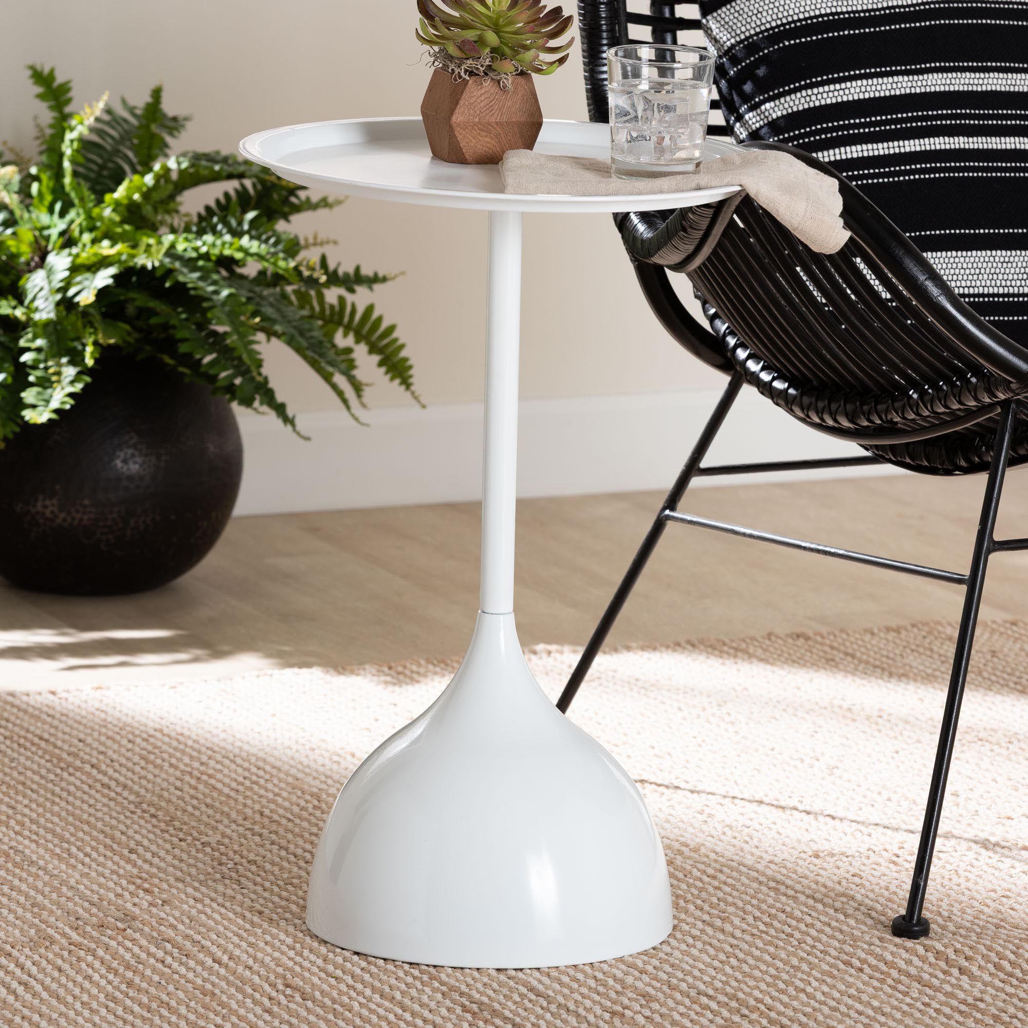 Webb White Metal Pedestal Side Table, WHITE, hi-res image number 0