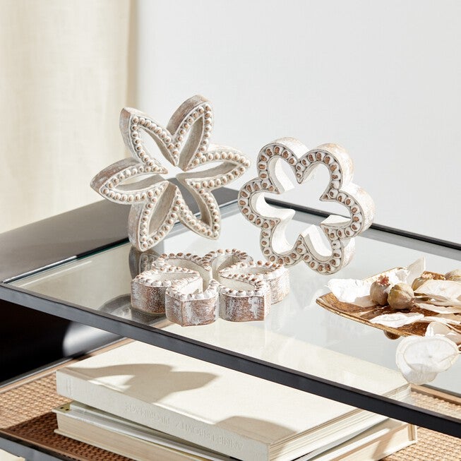 Flower Outline (Set of 3) 5.75 inchesH, 6.5 inchesH, 7 inchesH Resin, BROWN/WHITE, alternate image number null