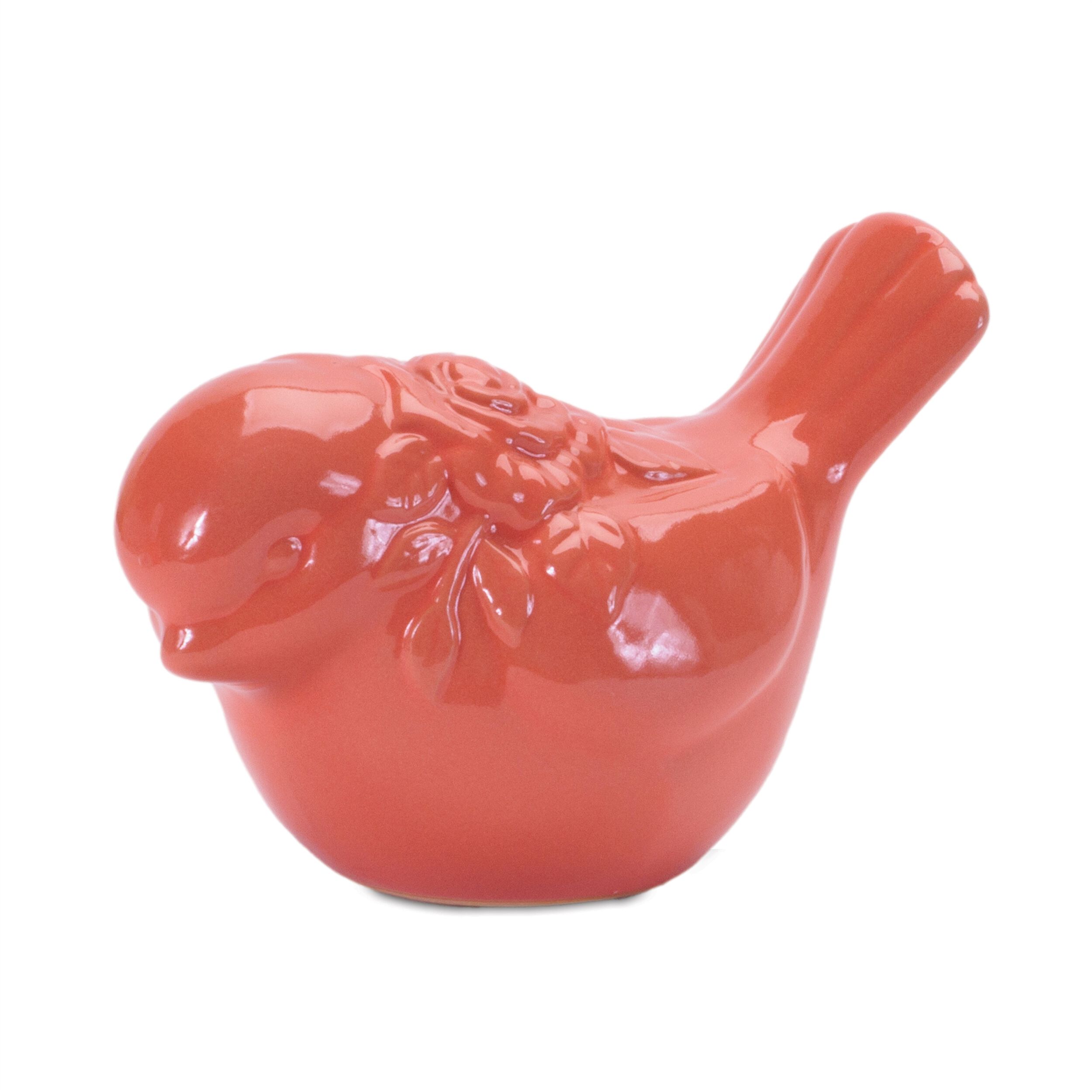 Ceramic Floral Bird Figurine Set of 6, PINK, alternate image number 3