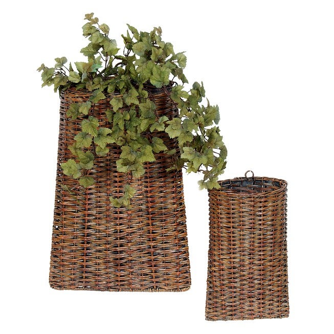 Woven Rattan Wall Basket (Set of 2), BROWN, hi-res image number null