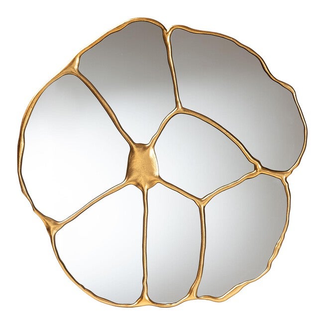 Baxton Studio Novia Antique Goldleaf Flower Accent Wall Mirror, ANTIQUE GOLDLEAF, alternate image number 1