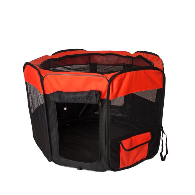 Portable Pet Dog Kitten Playpen In Black And Red Combo, , alternate image number 5