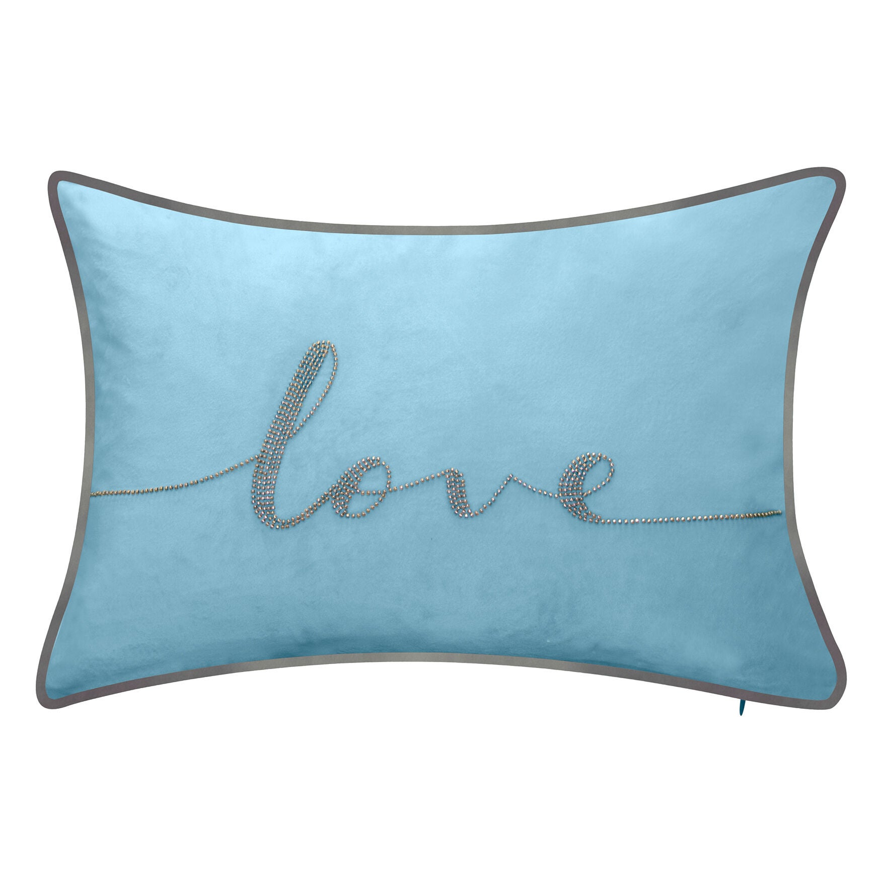 Celebrations Beaded "Love" Lumbar Decorative Pillow, MINERAL, hi-res image number 0