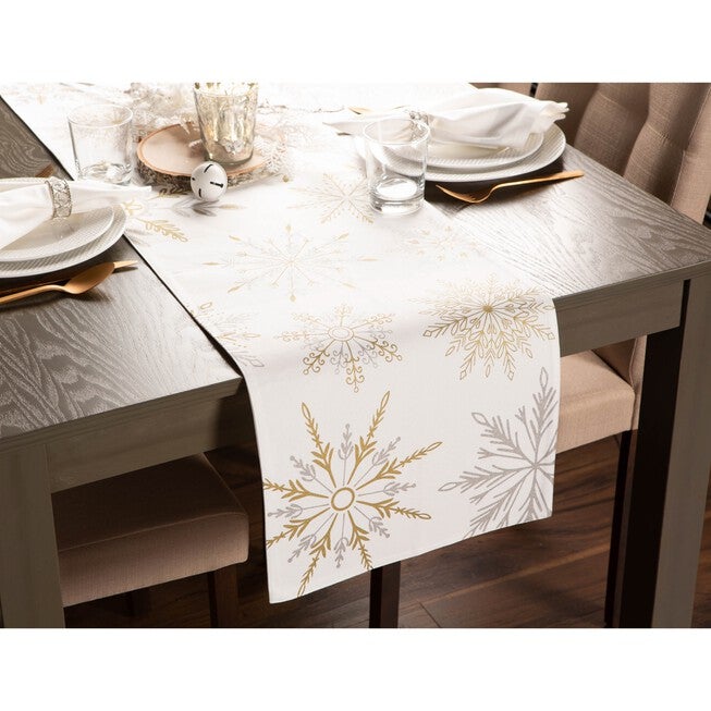 Snowflake Sparkle Printed Table Runner, , alternate image number null