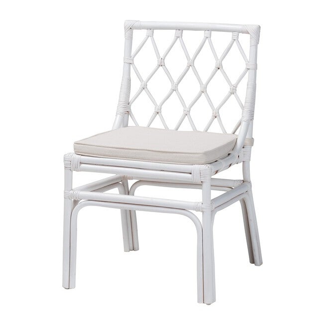 Carwyn Bohemian White Rattan Dining Chair, WHITE, alternate image number null
