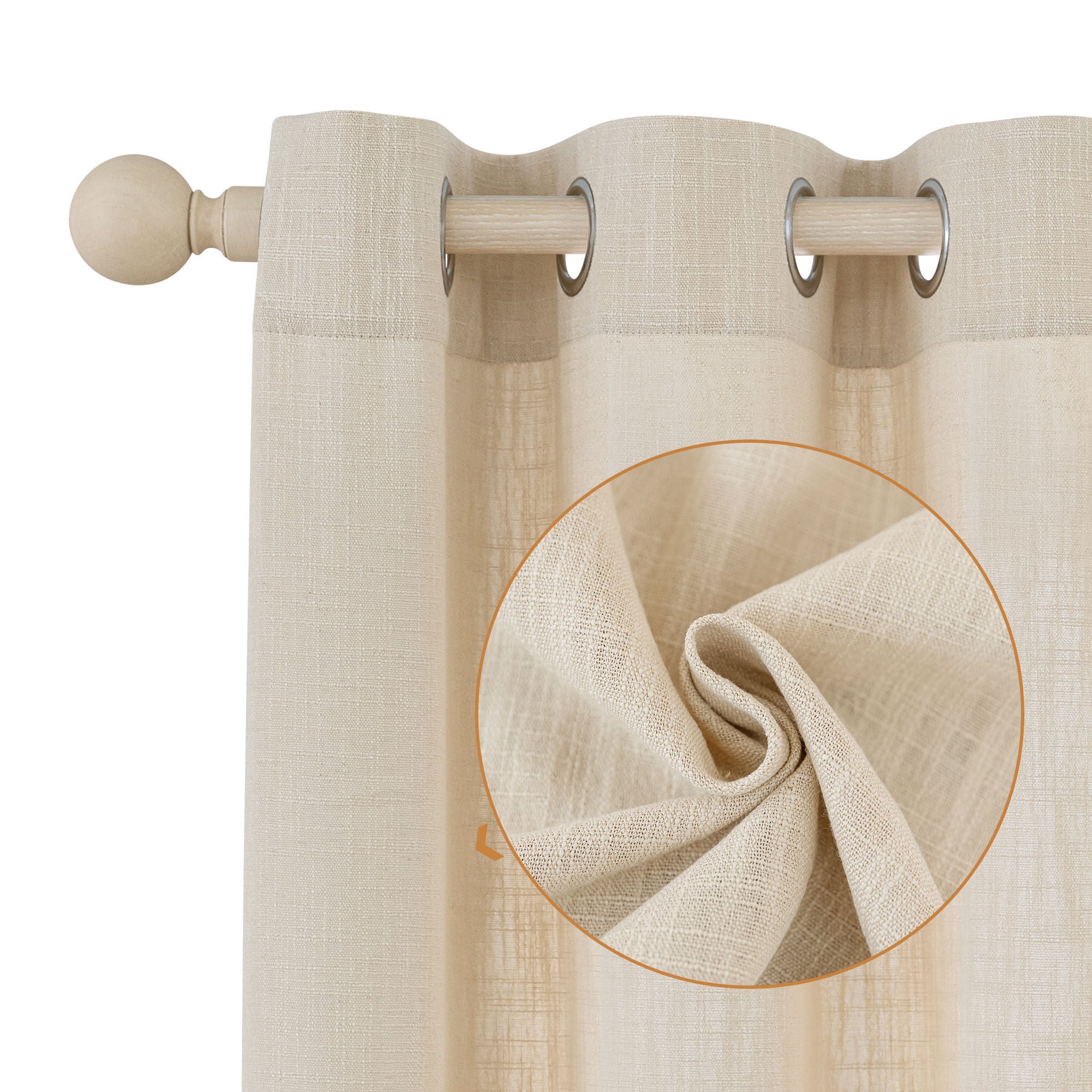 Slub Linen Texture Privacy and Light Filtering Grommet Pair, BEIGE, alternate image number 1