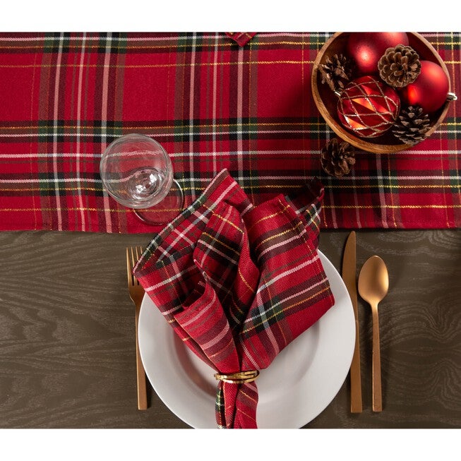 Holiday Metallic Plaid Table Runner 14x72, , alternate image number 5