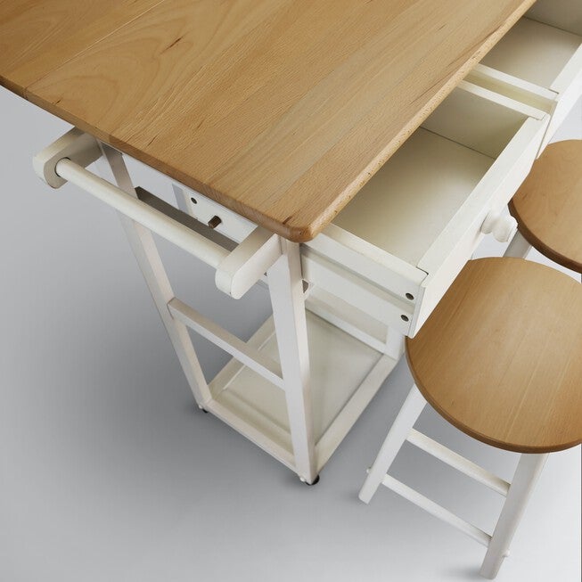 Breakfast Cart with Drop-Leaf Table-White, , alternate image number 11