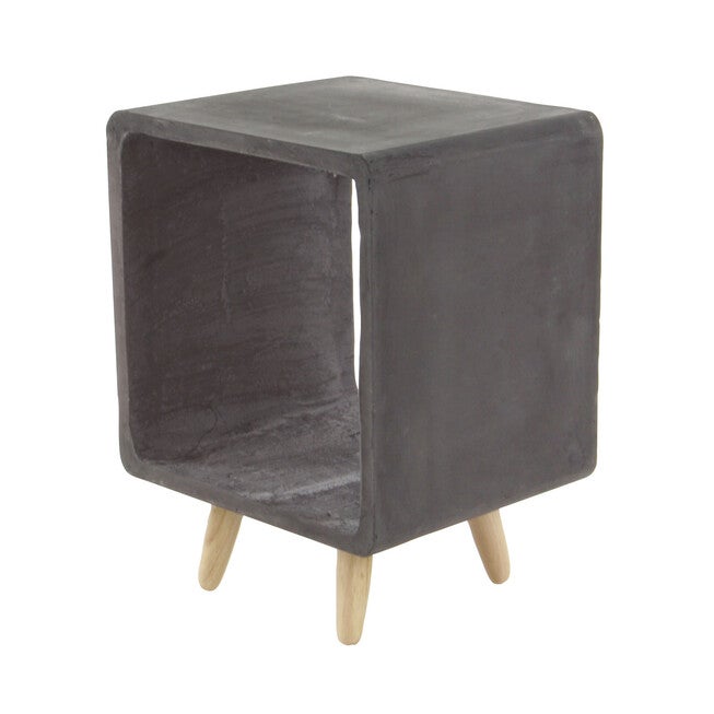 Black Fiber Clay Industrial Outdoor Accent Table, BLACK, hi-res image number 0
