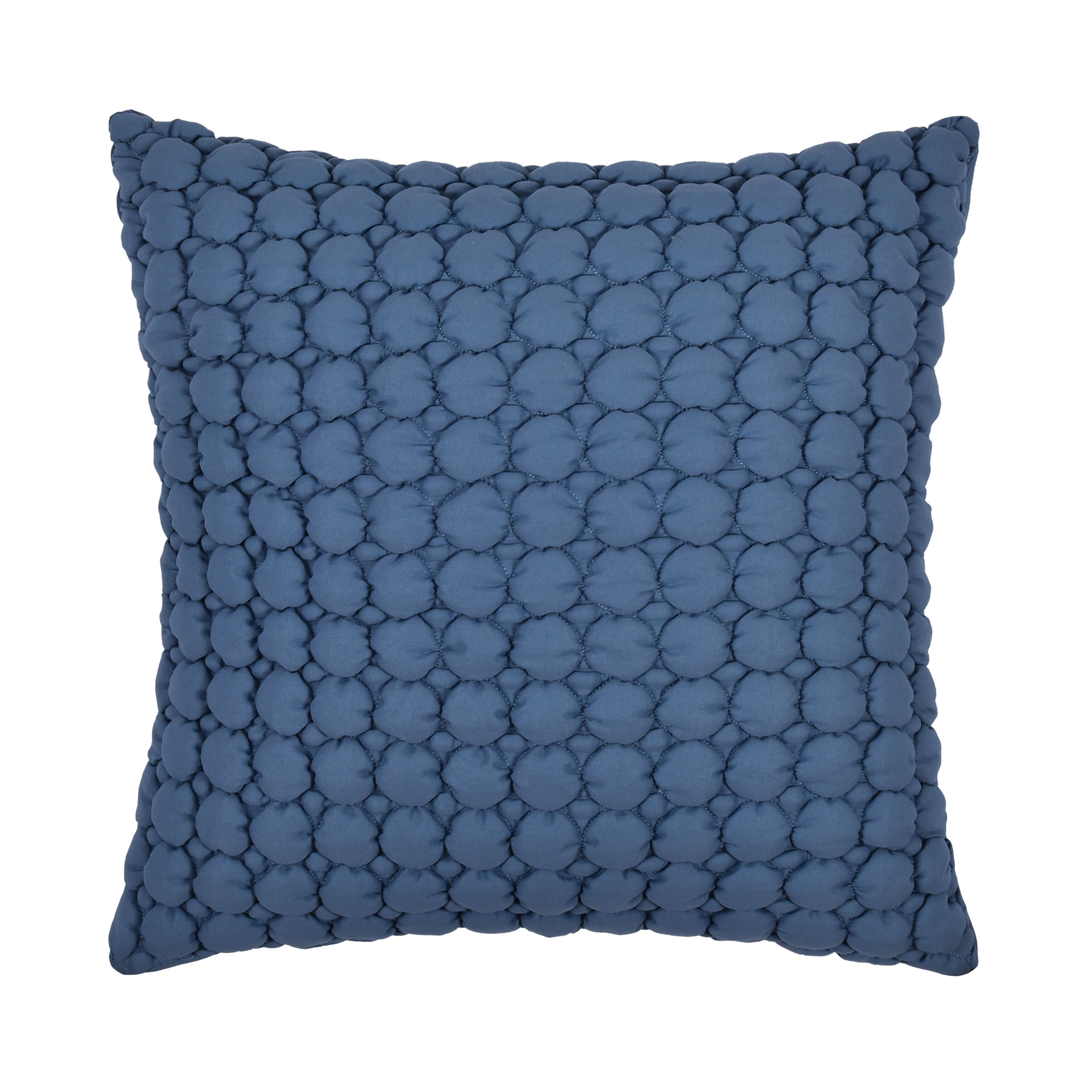 CLOUD PUFF 20 inches SQUARE QUILTED DECORATIVE THROW PILLOW, BLUE, hi-res image number 0
