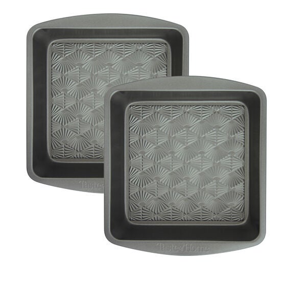 Set 2 8 Inch Non Stick Metal Square Baking Pan, ASH GREY, hi-res image number null