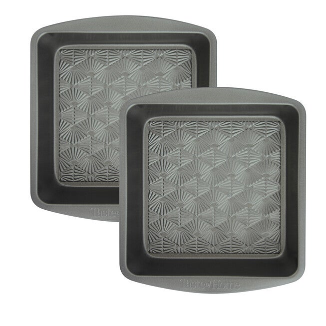 Set 2 8 Inch Non Stick Metal Square Baking Pan, ASH GREY, hi-res image number 0
