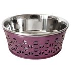 Stainless Steel Country Farmhouse Dog Bowl Plum Wine 16 oz, WINE, hi-res image number null