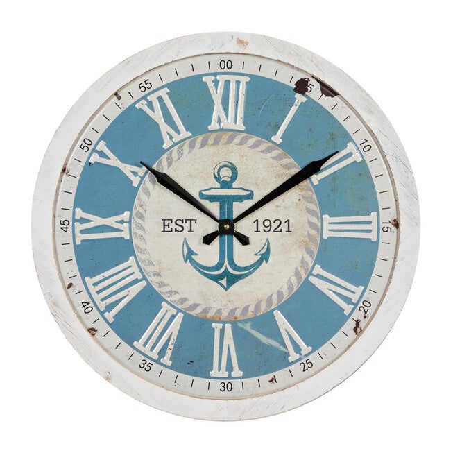 White Coastal Wood Wall Clock, , alternate image number 4