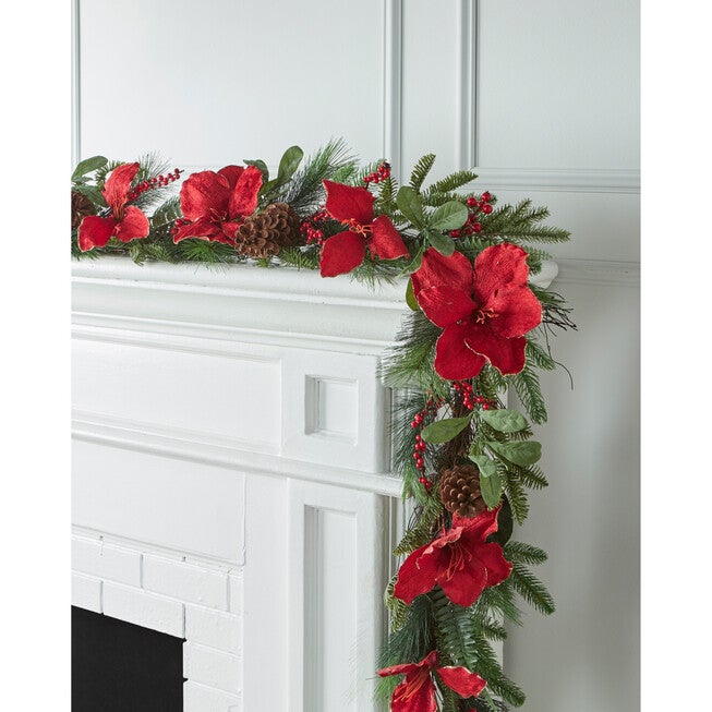 Amaryllis 6' Garland, RED, hi-res image number 0