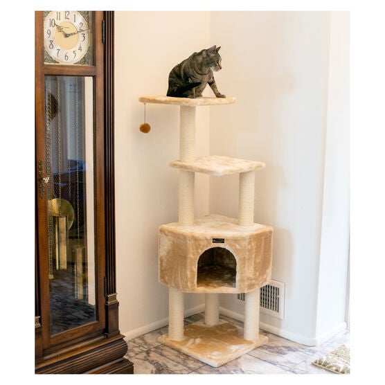 3 Levels Real Wood 48" Cat Tower For Kittens Play, , alternate image number null
