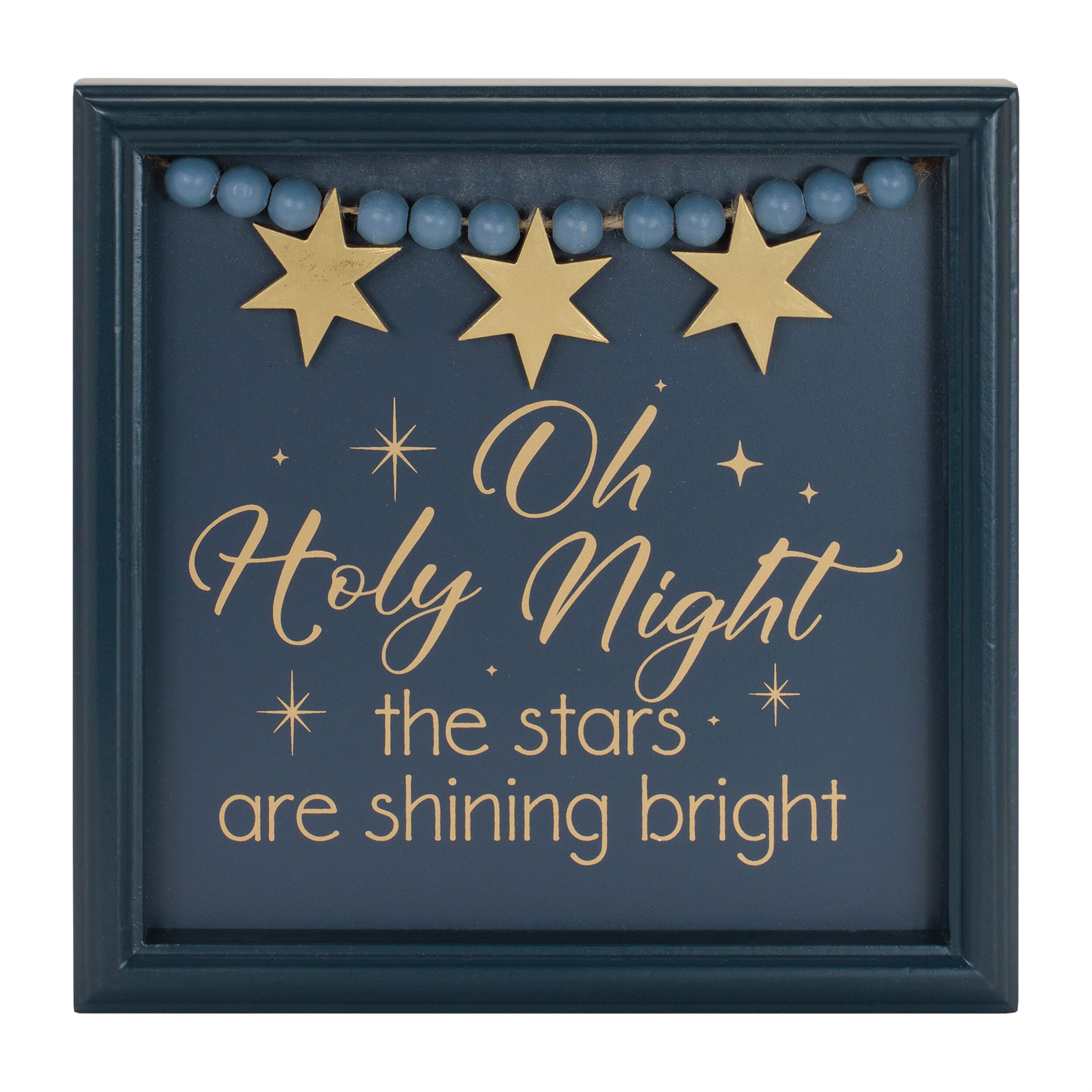 O Holy Night Star Quote Plaque 7.75 inchesSQ, BLUE, hi-res image number 0