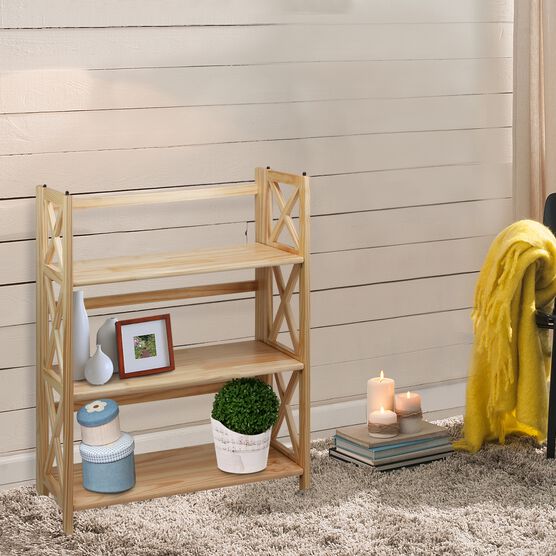 Montego 3-Shelf Folding Bookcase -Natural, , alternate image number null