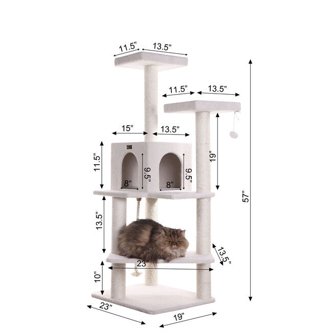 Real Wood 57 inches Fleece Covered Cat Tree Climber, , alternate image number 5