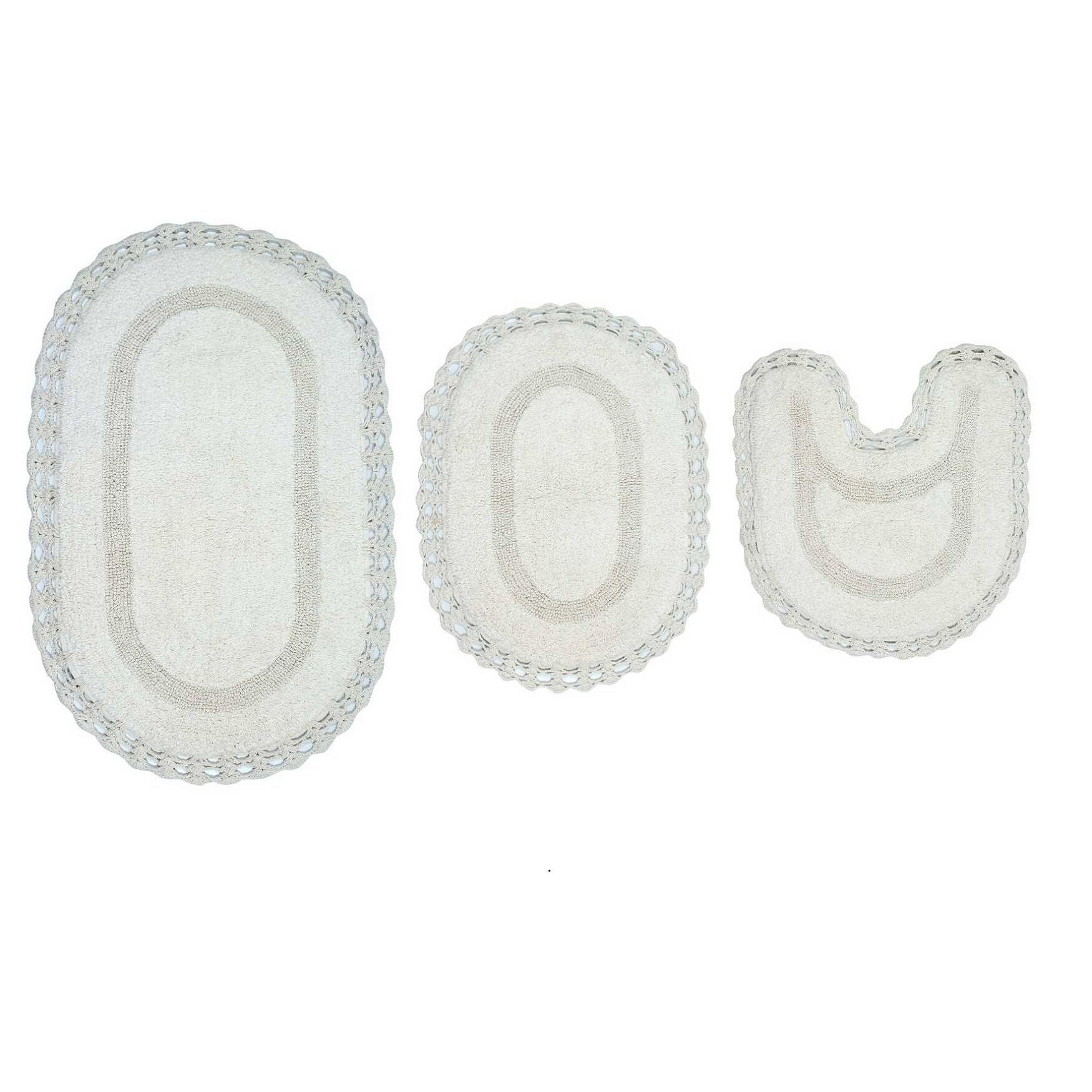 Hampton Crochet 3-Pc. Bath Mat Set, IVORY, hi-res image number 0