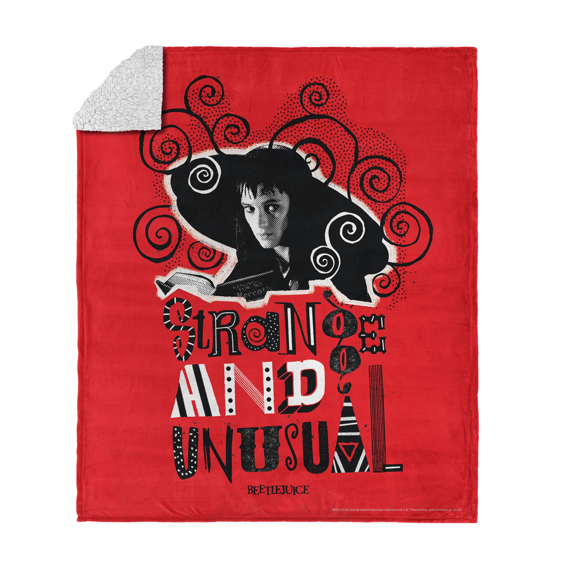 Warner Bros. Beetlejuice So So Strange Silk Touch Sherpa Throw Blanket 50X60 Inches, RED, hi-res image number 0