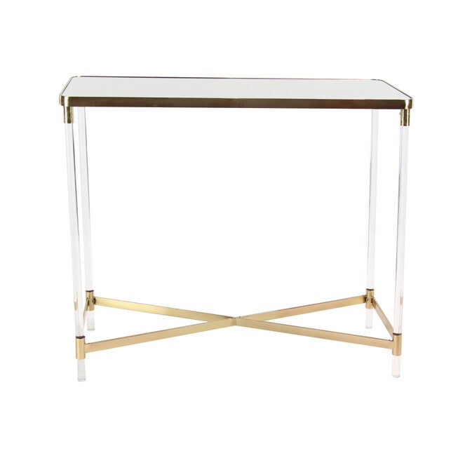 Clear Contemporary Acrylic Console Table, 32 x 44, BROWN, hi-res image number 0