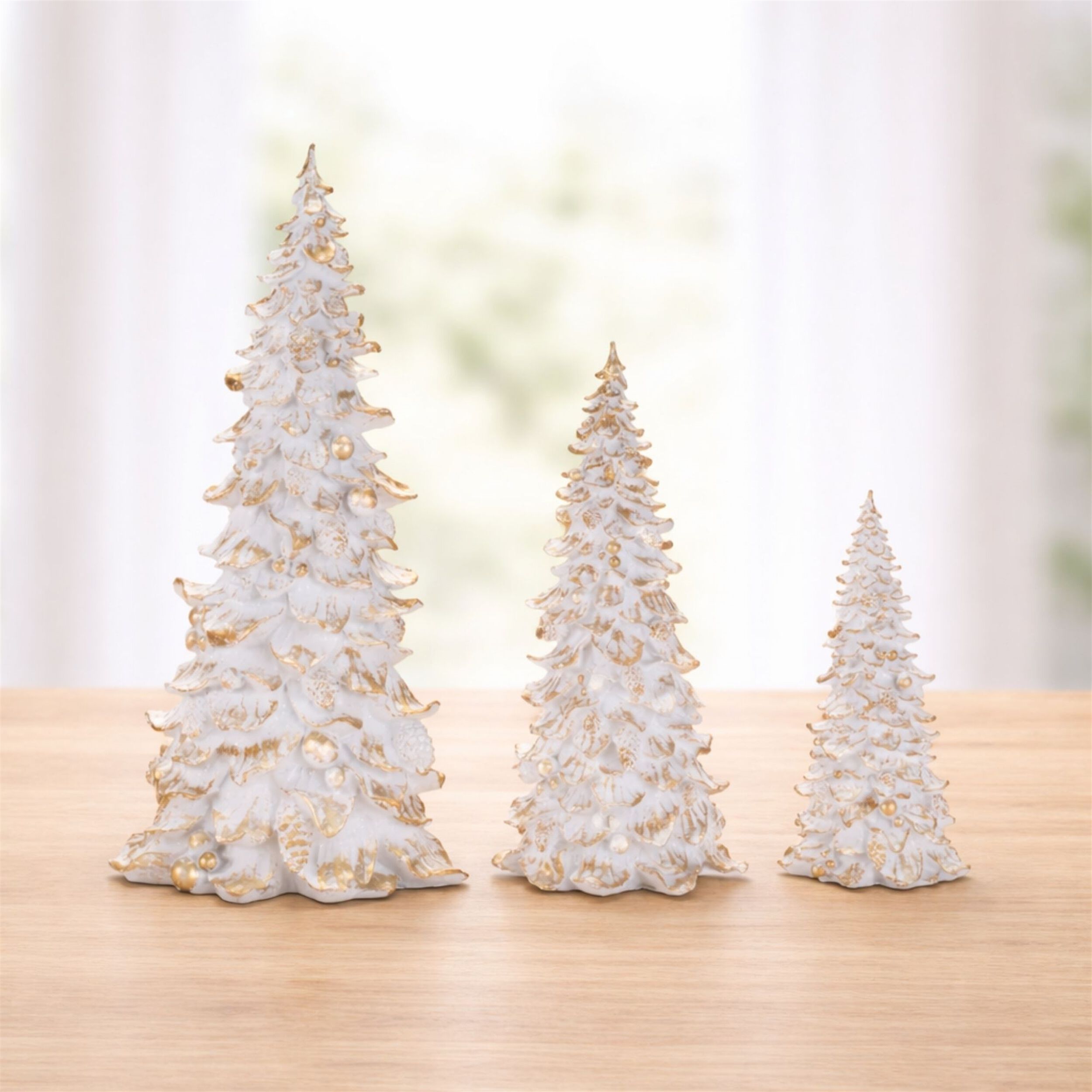 Embossed Christmas Tree (Set of 3), WHITE GOLD, alternate image number 2