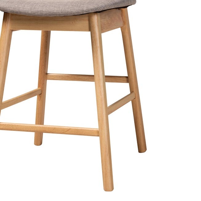 Darrion Mid-Century Modern Grey Fabric And Walnut Brown Finished Wood 2-Piece Counter Stool Set, , alternate image number 11