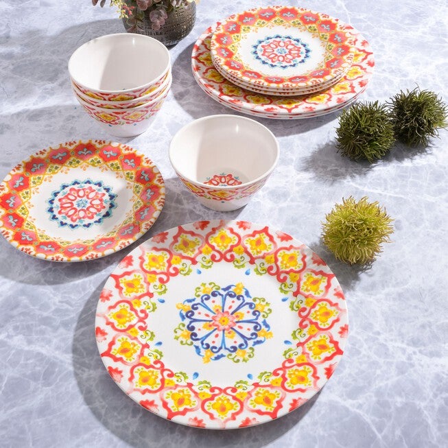 12-Pc. Tamayo Melamine Dinnerware Set, , on-hover image number null