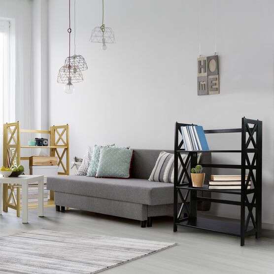 Montego 3-Shelf Folding Bookcase -Black, , alternate image number null