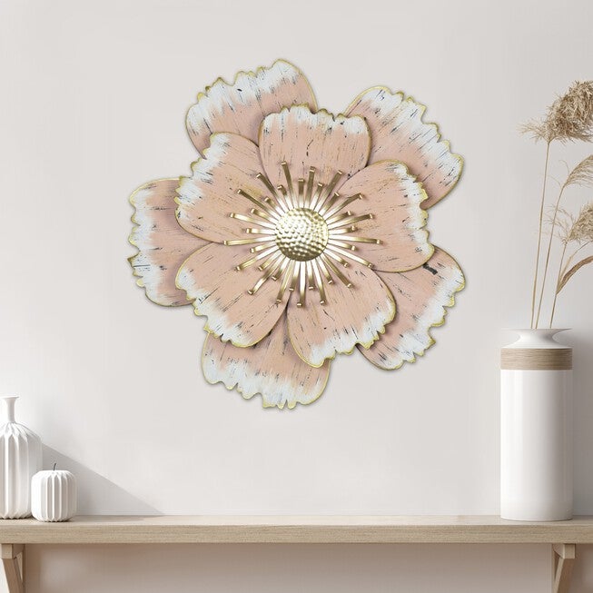 Layered Pink Metal Flower Wall Decor, , alternate image number null