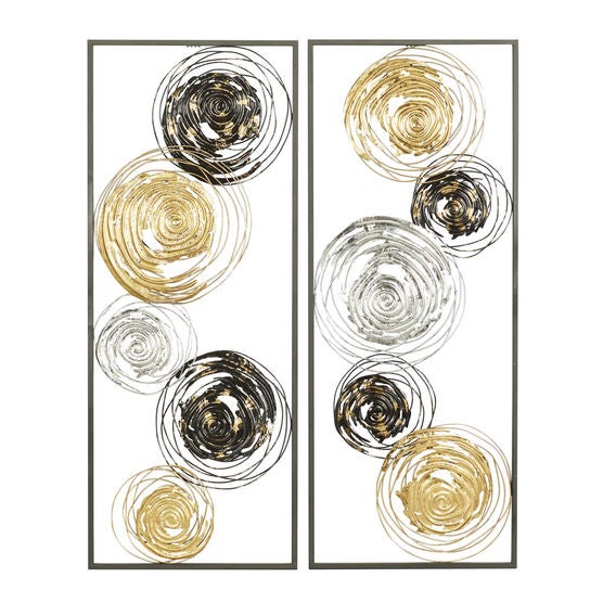 Set Of 2 Black Metal Contemporary Wall Decor, BLACK, hi-res image number null