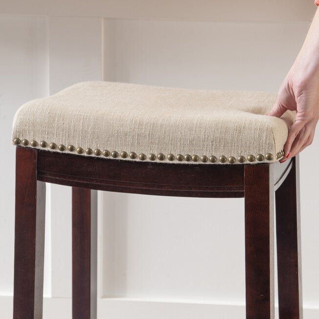 Claridge Linen Upholstered Seat Bar Stool, , alternate image number 5