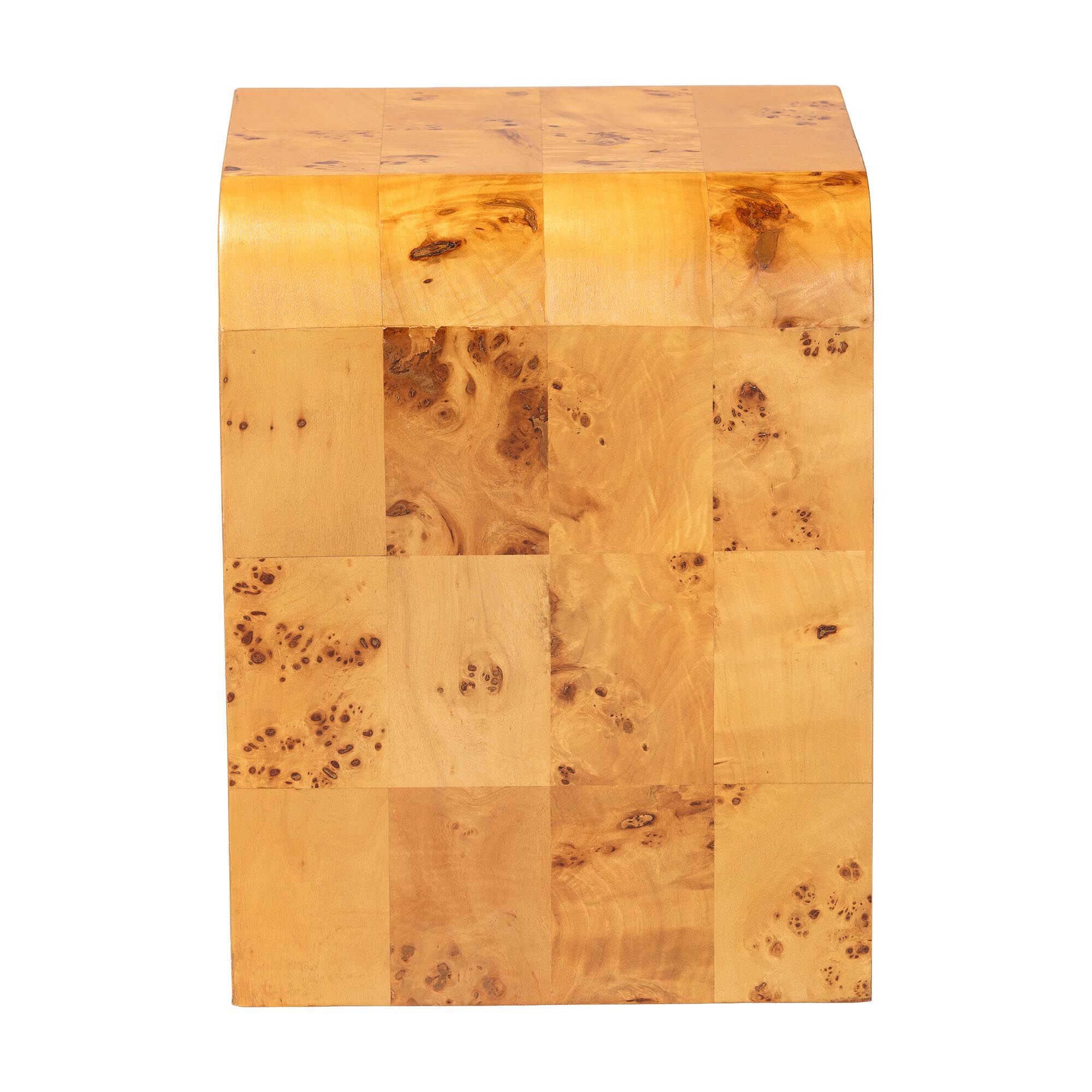 Revelle Modern and Contemporary Natural Light Mappa Real Burl Wood End Table, BURL, alternate image number 3