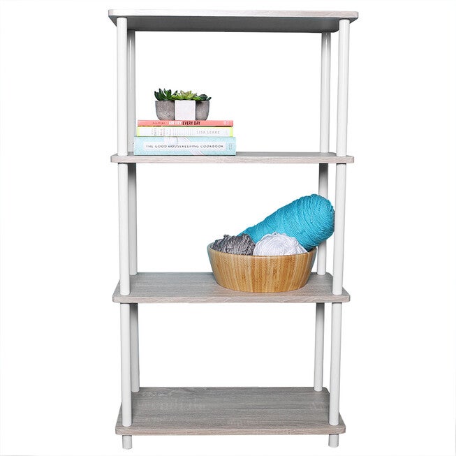 Home Basics Pine Wood 4 Tier Rectangular Corner Shelf, , alternate image number null