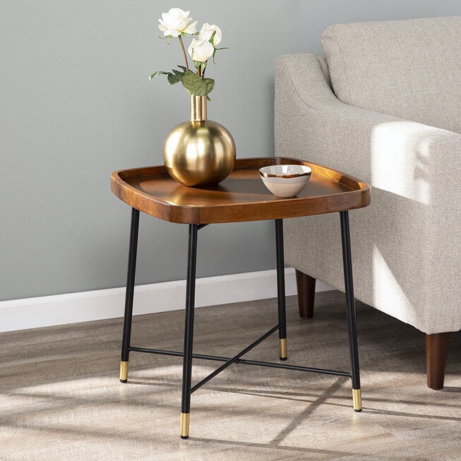 Morling Midcentury Modern Square End Table, BROWN, hi-res image number 0